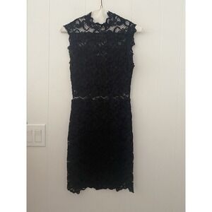 Nightcap by Carisa Rene Black French Lace Dress Mock Neck Sleeveless Size 1 (S)